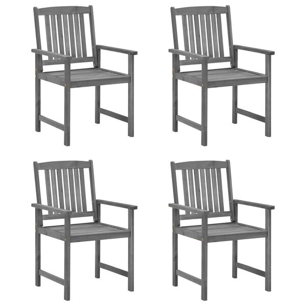 vidaXL Garden Chair Set of 4 Grey Solid Acacia wood Standard Durable