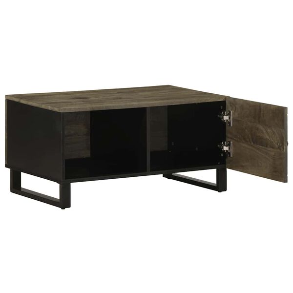 vidaXL Coffee Table Black Solid mango wood with grey finish Medium