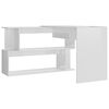 vidaXL Desk High gloss white Engineered wood Large Rotatable Desk