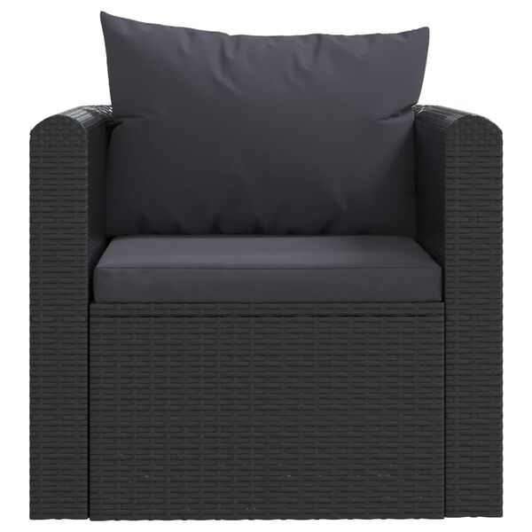 vidaXL Single Sofa Black Powder-coated steel frame, PE rattan Single