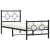 vidaXL Bed Frame Black Powder-Coated Steel Single Industrial Bed Frame