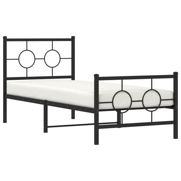 vidaXL Bed Frame Black Powder-Coated Steel Single Industrial Bed Frame