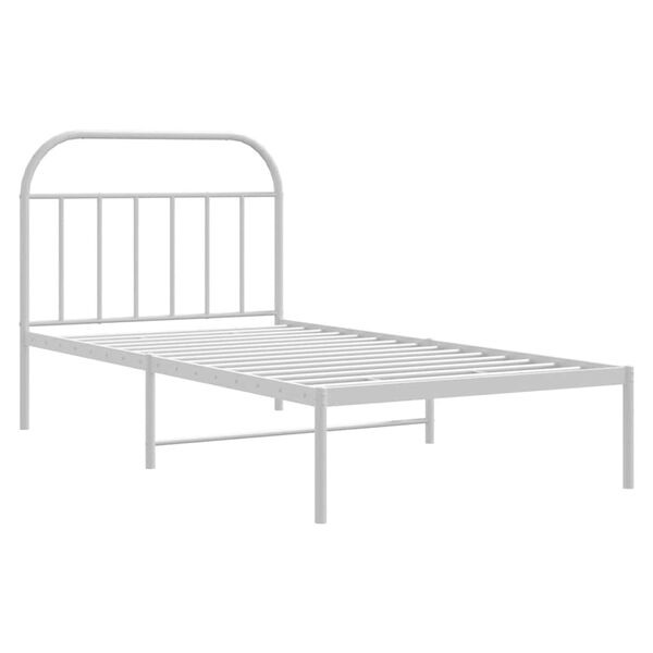 vidaXL Bed Frame White Powder-Coated Steel Twin Sturdy Bed Frame
