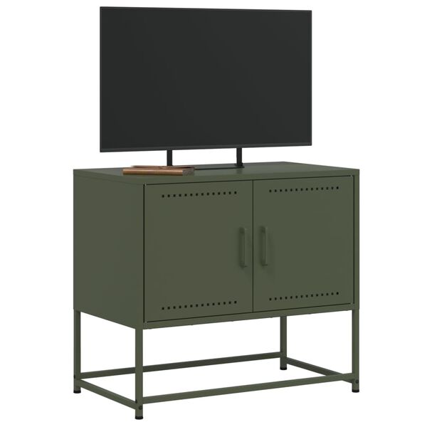 vidaXL TV Cabinet Olive Green Steel Medium TV Cabinet Rectangular