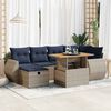 vidaXL 7 Piece Patio Sofa Set with Cushions Brown Poly Rattan Acacia