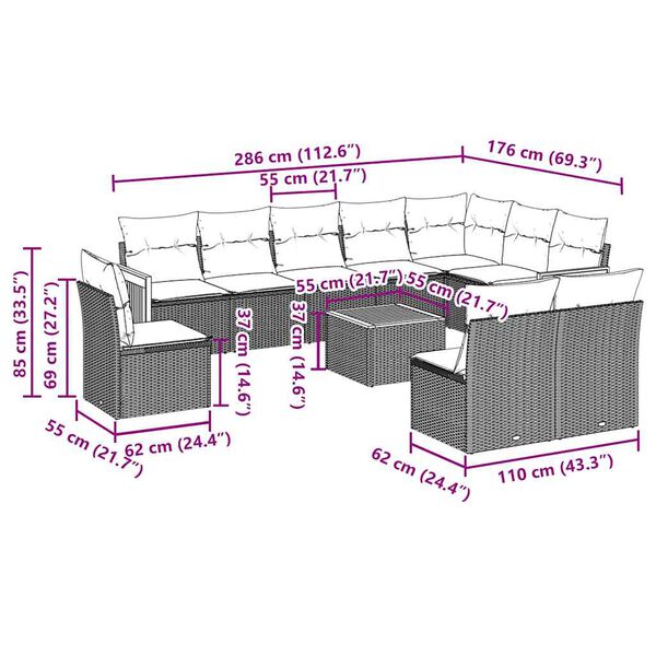 vidaXL Garden Sofa Set Black, Cream White