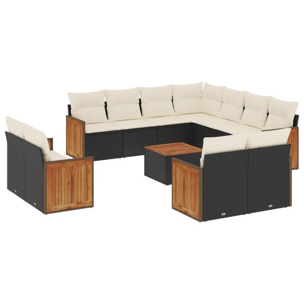 vidaXL Garden Sofa Set Black, Cream White