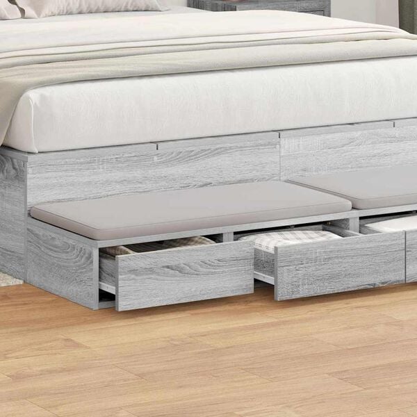 vidaXL Bed Drawers Grey Sonoma 59.06 x 14.37 x 6.50 in Engineered Wood