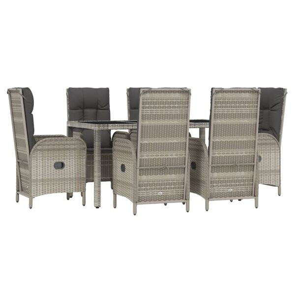 vidaXL Garden Dining Set Grey PE rattan Large Garden Dining Set