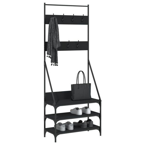 vidaXL Clothes Rack Black Engineered wood, Metal Compact Clothes Rack