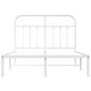 vidaXL Bed Frame White Powder-Coated Steel Small Double Bed Frame
