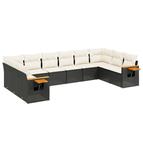 vidaXL Garden Sofa Set Black, Cream White