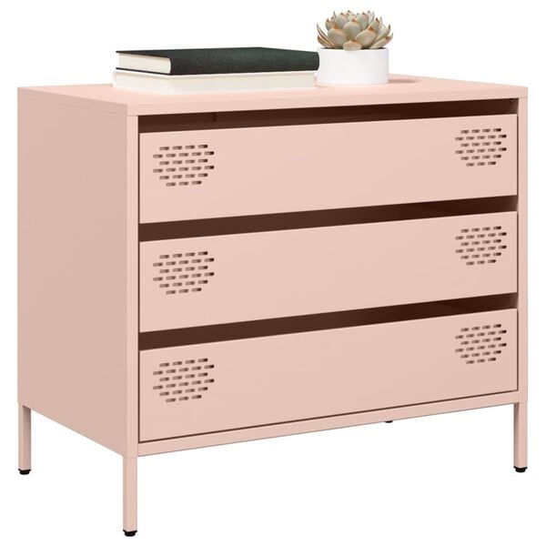 vidaXL Sideboard Pink Cold-rolled steel 26.8 in x 15.4 in x 23.0 in