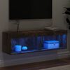 vidaXL TV Stand with LED Lights Smoked Oak 39.4"x11.8"x11.8"