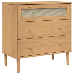 vidaXL Drawer Cabinet Rattan Look Brown