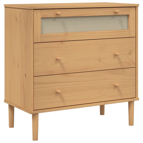 vidaXL Drawer Cabinet Rattan Look Brown