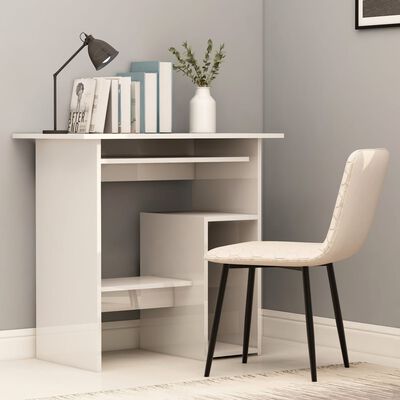 vidaXL Desk High Gloss White 31.5"x17.7"x29.1" Engineered Wood