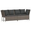 vidaXL Garden Sofa Grey PE rattan, powder-coated steel, polyester