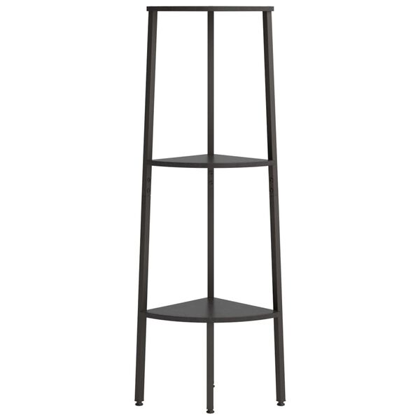 vidaXL Corner Shelf Black Engineered wood, Steel 47.2 x 17.9 x 12.4 in