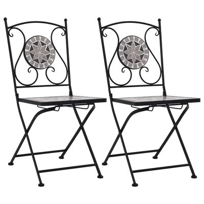 vidaXL Mosaic Bistro Chairs 2 pcs Gray