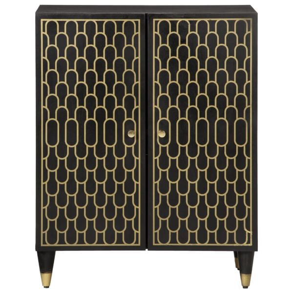 vidaXL Side Cabinet Black Solid Mango Wood Standard Cabinet