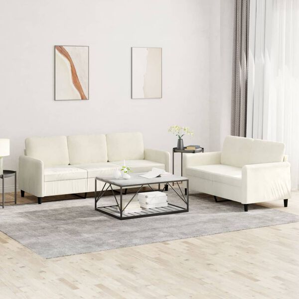 vidaXL Sofa Set Cream Velvet (100% polyester), Metal, Textilene, Plywood