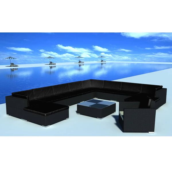 vidaXL Patio Lounge Set of 12 Black