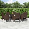 vidaXL Garden Dining Set Brown and Black with Cream White Cushions