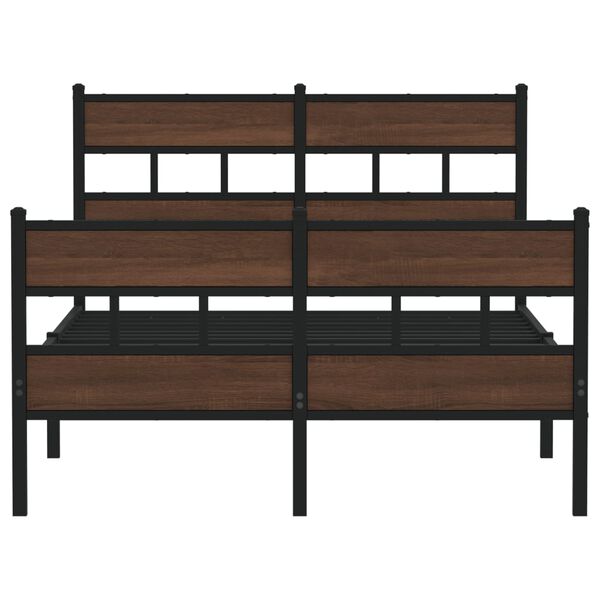 vidaXL Bed Frame Brown oak Steel, engineered wood Full Durable