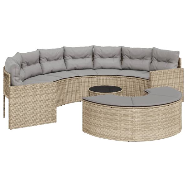 vidaXL Patio Sofa Set Beige for sofa and table, Light grey cushions