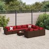 vidaXL Patio Sofa Set Brown PE rattan, powder-coated steel, tempered glass
