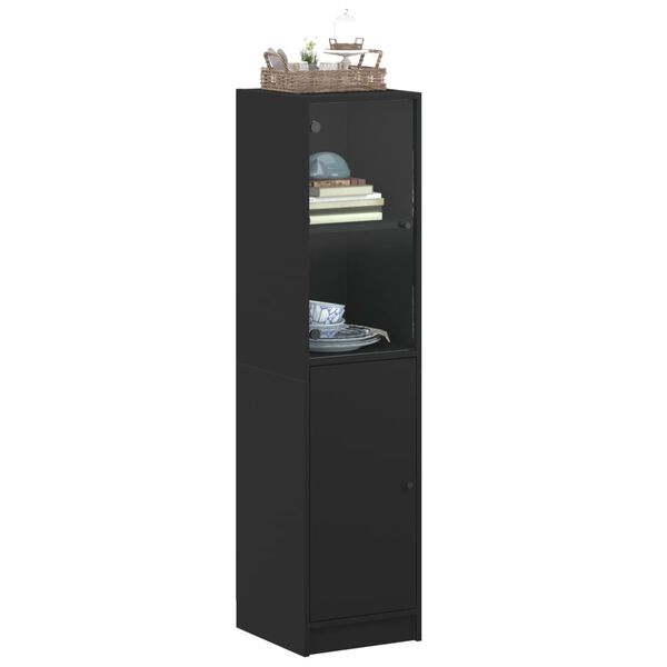 vidaXL Highboard Black Engineered wood, Glass Tall Highboard