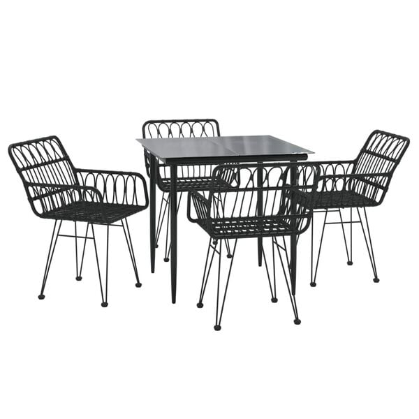 vidaXL Garden Dining Set Black Poly Rattan Standard Durable