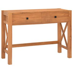 vidaXL Desk Teak Wood Teak Wood, Plywood Medium Desk Rectangular