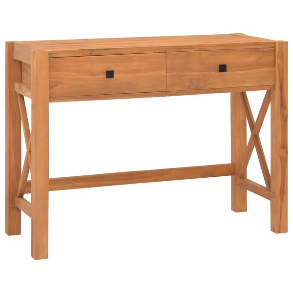 vidaXL Desk Teak Wood Teak Wood, Plywood Medium Desk Rectangular