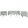 vidaXL 3 Piece Chesterfield Sofa Set with Bolsters Light Gray Velvet