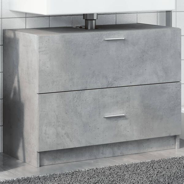 vidaXL Sink Cabinet Concrete Grey Engineered Wood 30.7x14.6x23.2 in