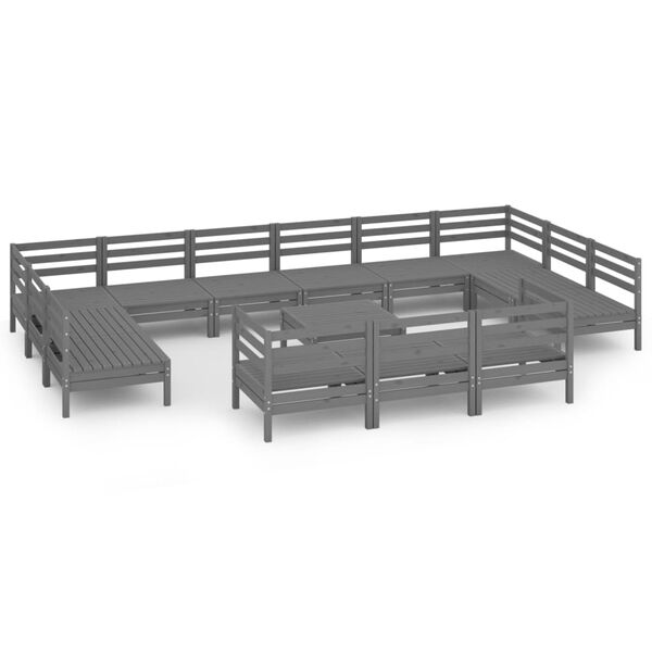 vidaXL Garden Lounge Set Grey Solid pinewood Large Modular