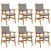 vidaXL Garden Chair Set of 6 Acacia wood and black