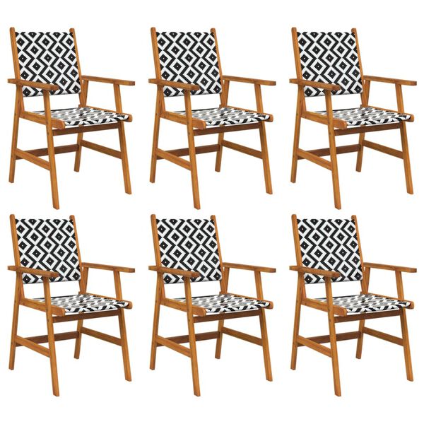 vidaXL Garden Chair Set of 6 Acacia wood and black