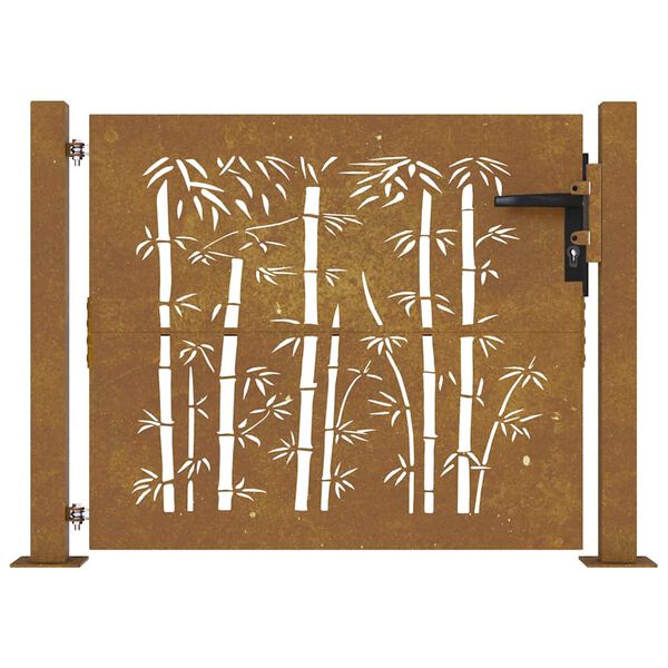 vidaXL Garden Gate 39.4x29.5" Corten Steel Bamboo Design