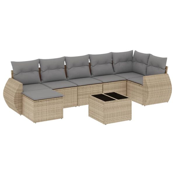vidaXL Garden Sofa Set Beige Poly Rattan Large Modular