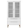 vidaXL Display Cabinet White Solid pine wood, engineered wood, tough glass