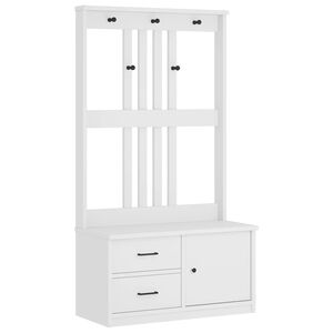 vidaXL Hall Tree White Solid pinewood, engineered wood