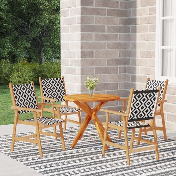 vidaXL Garden Dining Set Brown Solid acacia wood, poly rattan 5-piece set