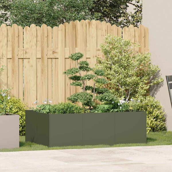 vidaXL Planter Olive Green Cold-rolled steel Large Durable Planter