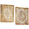 vidaXL Hand-Carved Wall Panels 2 pcs Solid Mango Wood 23.6"x23.6"x1"