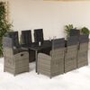 vidaXL 9 Piece Patio Dining Set with Cushions Gray Poly Rattan