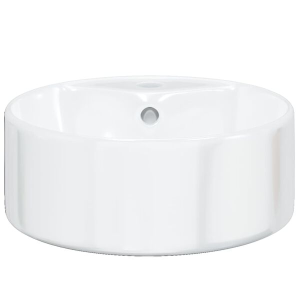 vidaXL Wash Basin White 15.7"x5.7" Ceramic Round