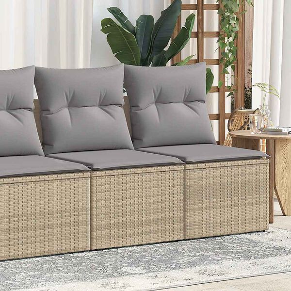 vidaXL Garden Sofa Set Beige Poly Rattan Medium Garden Sofa Set